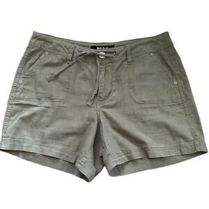 Beau Dawson Army Green Mid rise linen cargo type shorts